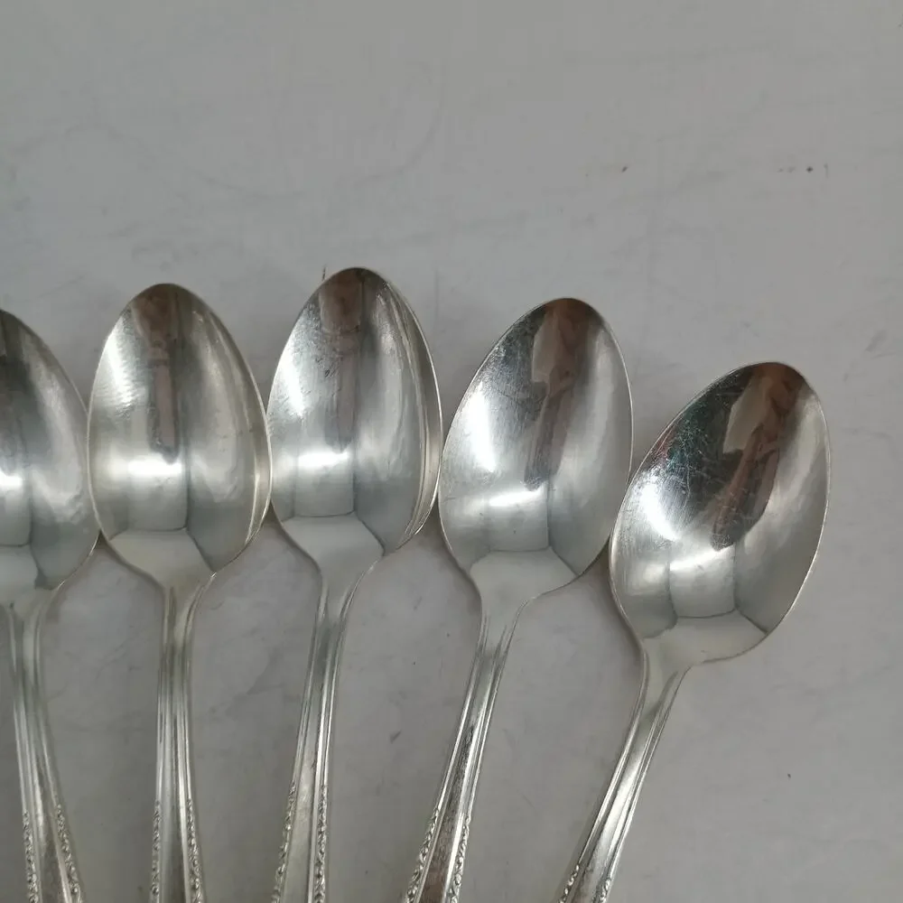 8X Tsp Harmony House by Wallace Serenade Silverplate Flatware Teaspoons Vtg